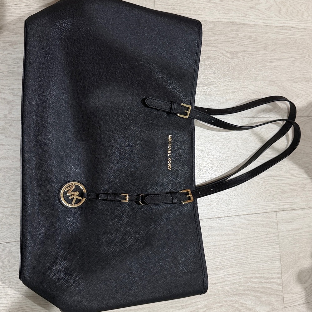 Michael Kors black large tote bag